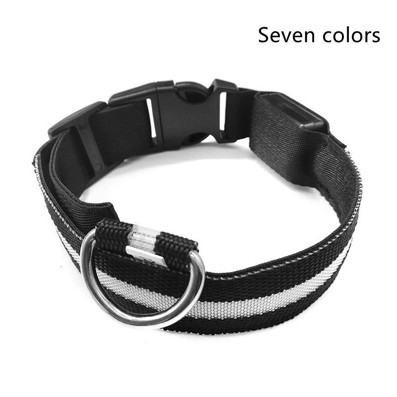 Nylon LED Luminous Pet Collar – Night Safety Flashing Design for Dogs.