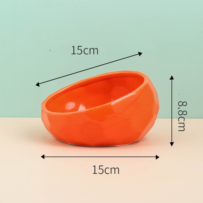 Ceramic Pet Bowl with Tilted Design | Ideal for Cats & Dogs