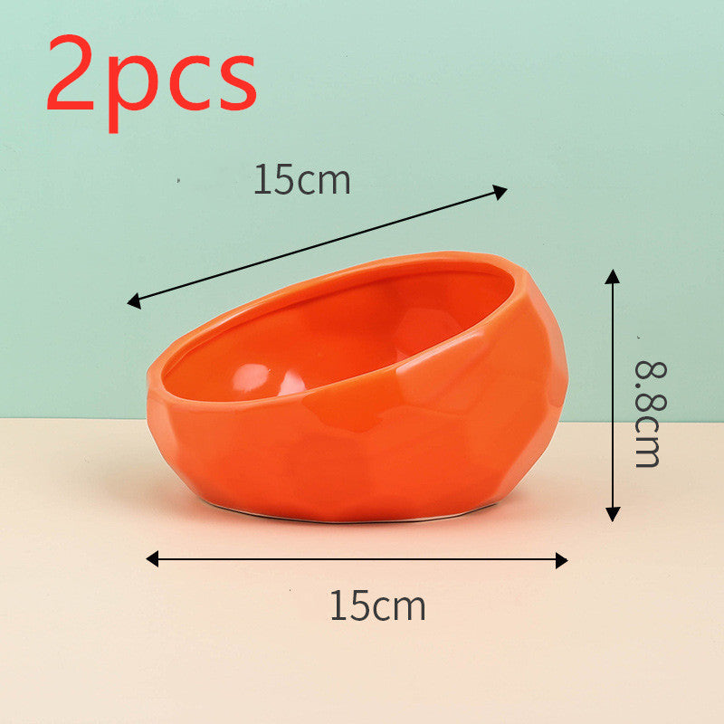 Ceramic Pet Bowl with Tilted Design | Ideal for Cats & Dogs