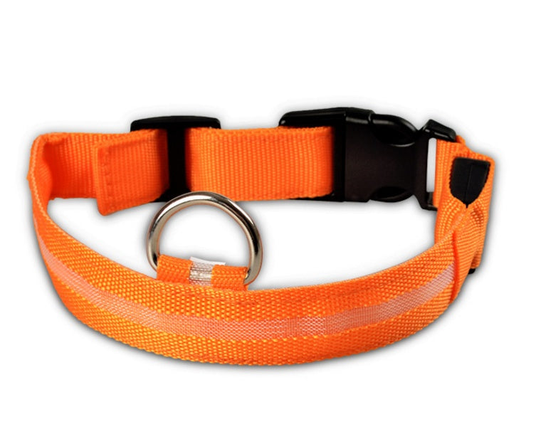 Nylon LED Luminous Pet Collar – Night Safety Flashing Design for Dogs.