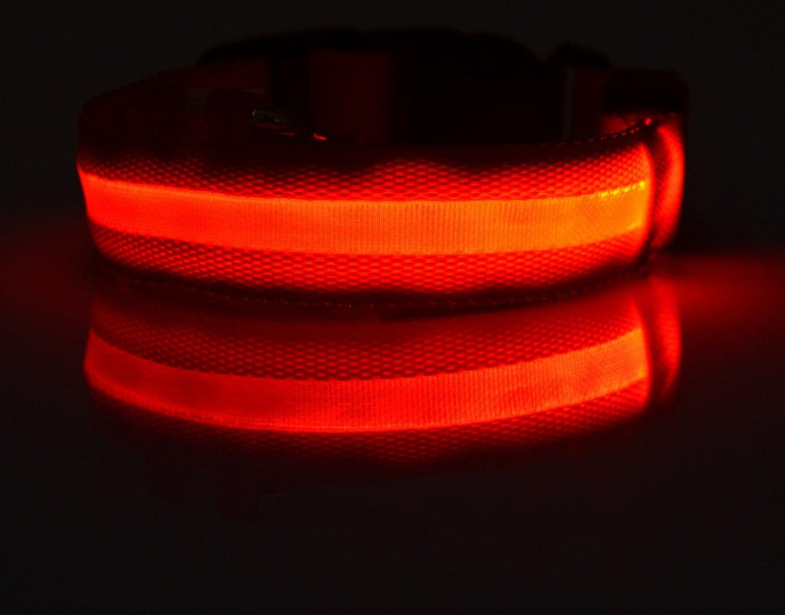 Nylon LED Luminous Pet Collar – Night Safety Flashing Design for Dogs.