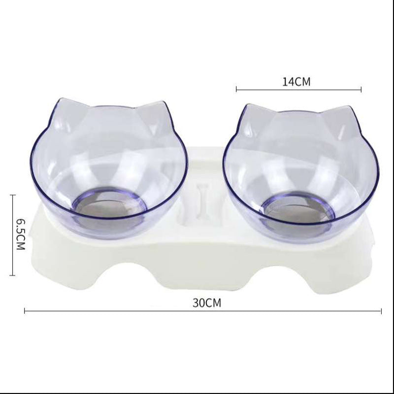 Double Cat Food Bowl with Elevated Design | Protects Cervical Spine