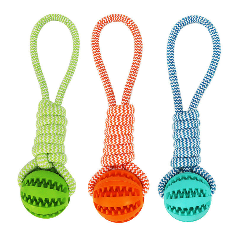 Dog Toys Balls Interactive Treat Rope Rubber Leaking Balls For Small Medium Dogs Chewing Bite Resistant Pet Tooth Cleaning