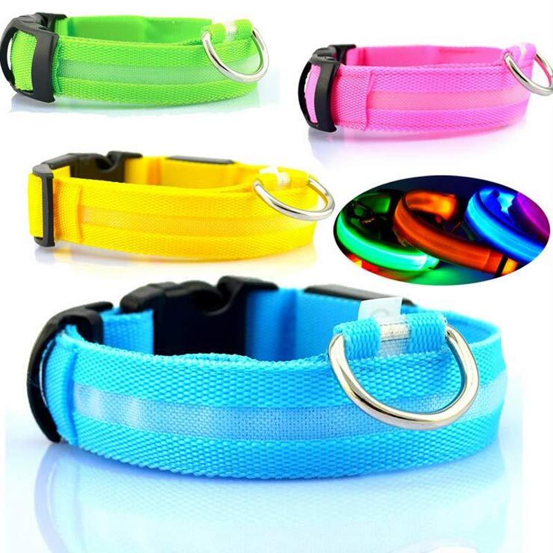 Nylon LED Luminous Pet Collar – Night Safety Flashing Design for Dogs.