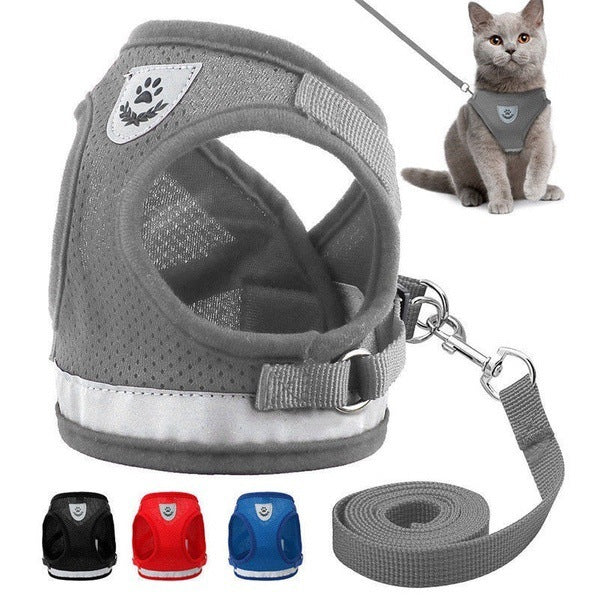 Breathable Mesh Pet Leash with Chest and Back Support