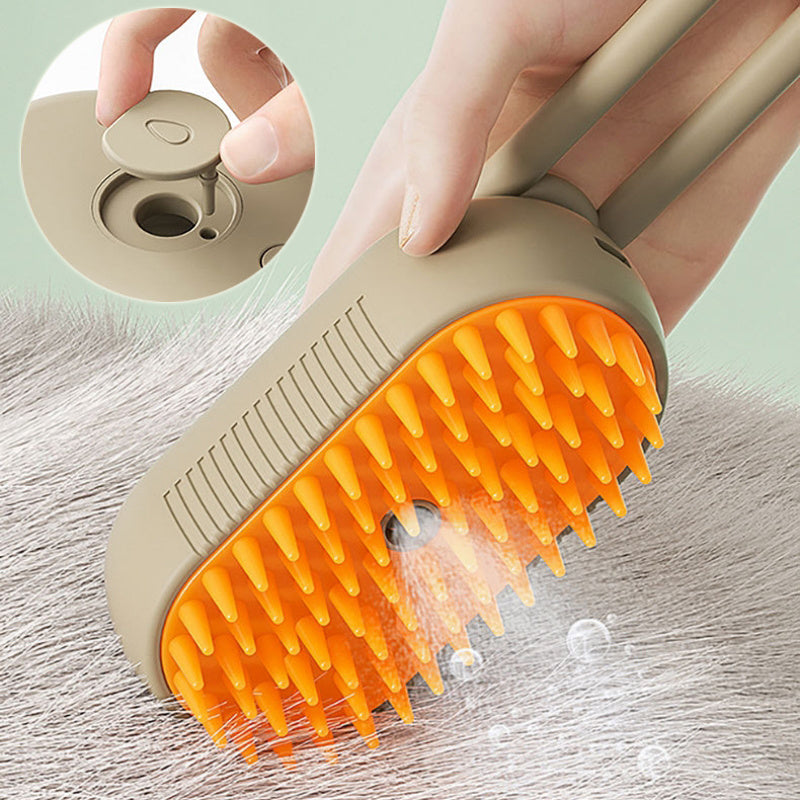 3-in-1 Electric Steam Brush for Cats and Dogs – Spray, Massage, and Grooming Comb for Hair Removal and Pet Care.