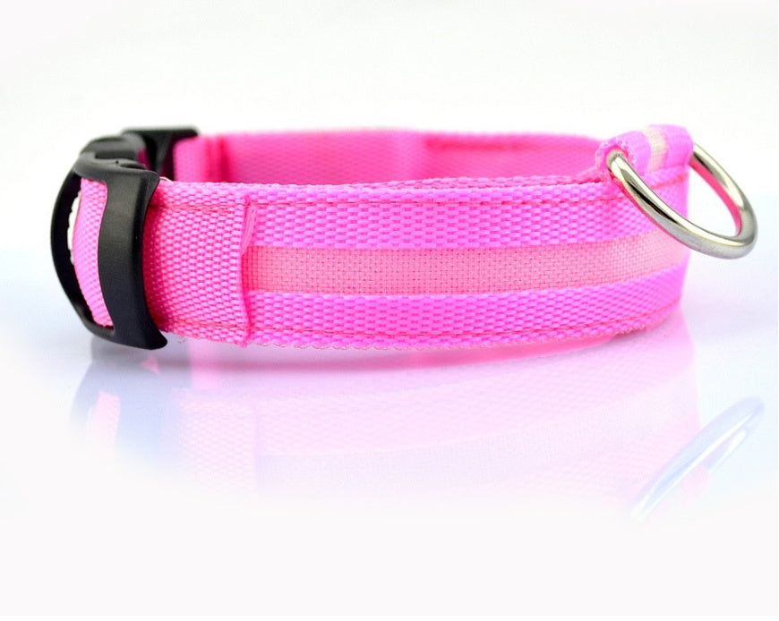 Nylon LED Luminous Pet Collar – Night Safety Flashing Design for Dogs.