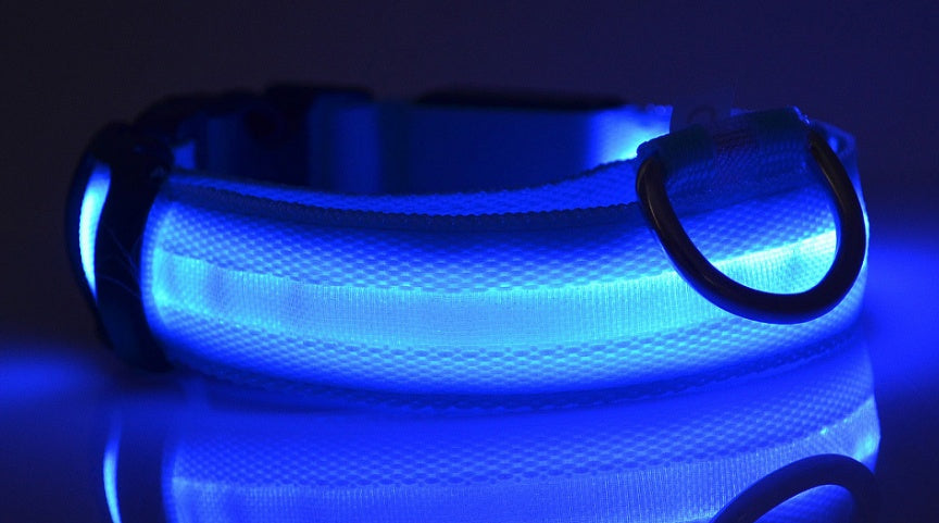 Nylon LED Luminous Pet Collar – Night Safety Flashing Design for Dogs.