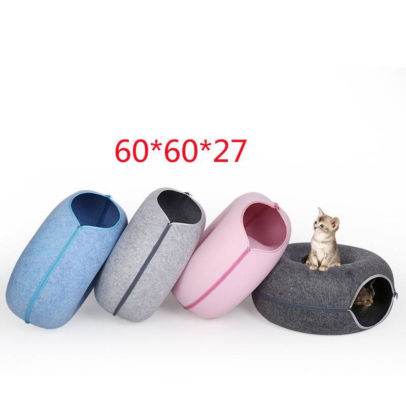 Four-Season Cat Round Felt Pet Nest – Cozy and Comfortable Bed for Year-Round Comfort.