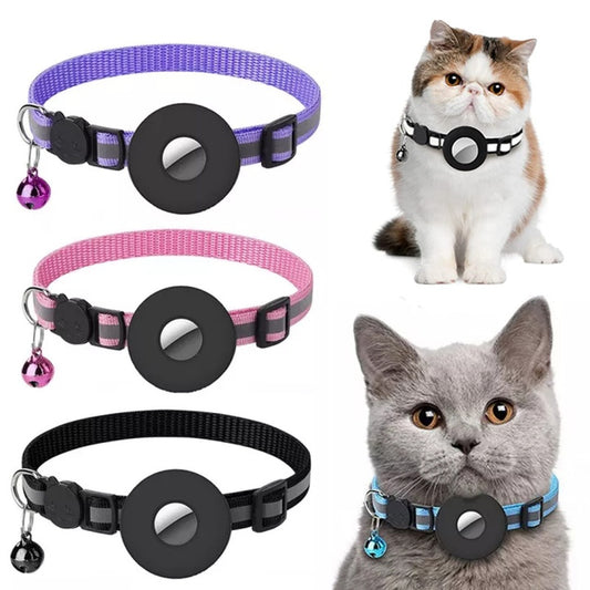 Waterproof Reflective Collar with Protective Holder for AirTag – Durable Nylon Design for Cats, Dogs, Puppies, and Kittens.