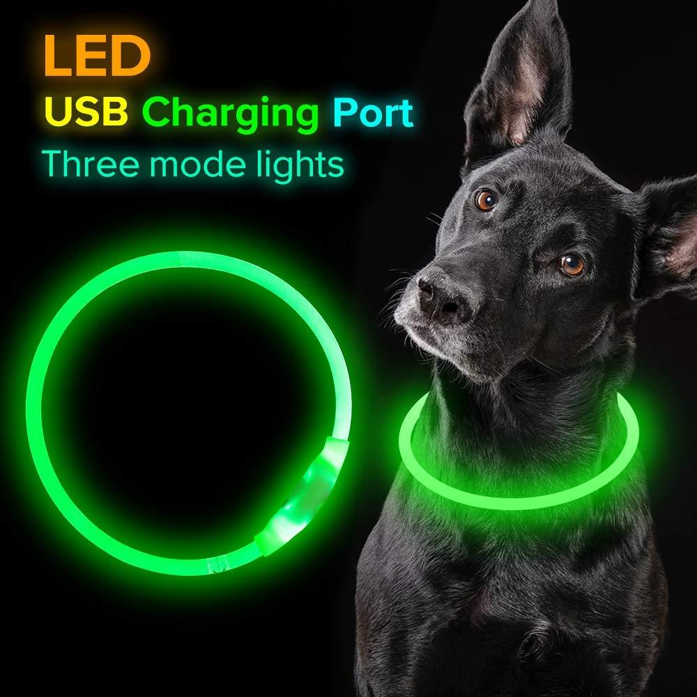 USB Rechargeable Pet Flashing Collar – Glowing Safety Necklace for Nighttime Walks, Electric Light-Up Dog Collar in Neon Colors.