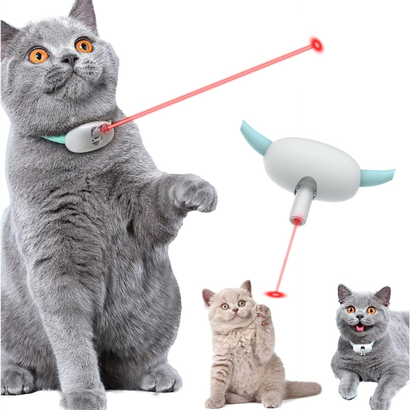 Automatic Smart Laser Cat Toy Collar – USB Rechargeable, Interactive and Fun Training Device for Kittens and Cats.