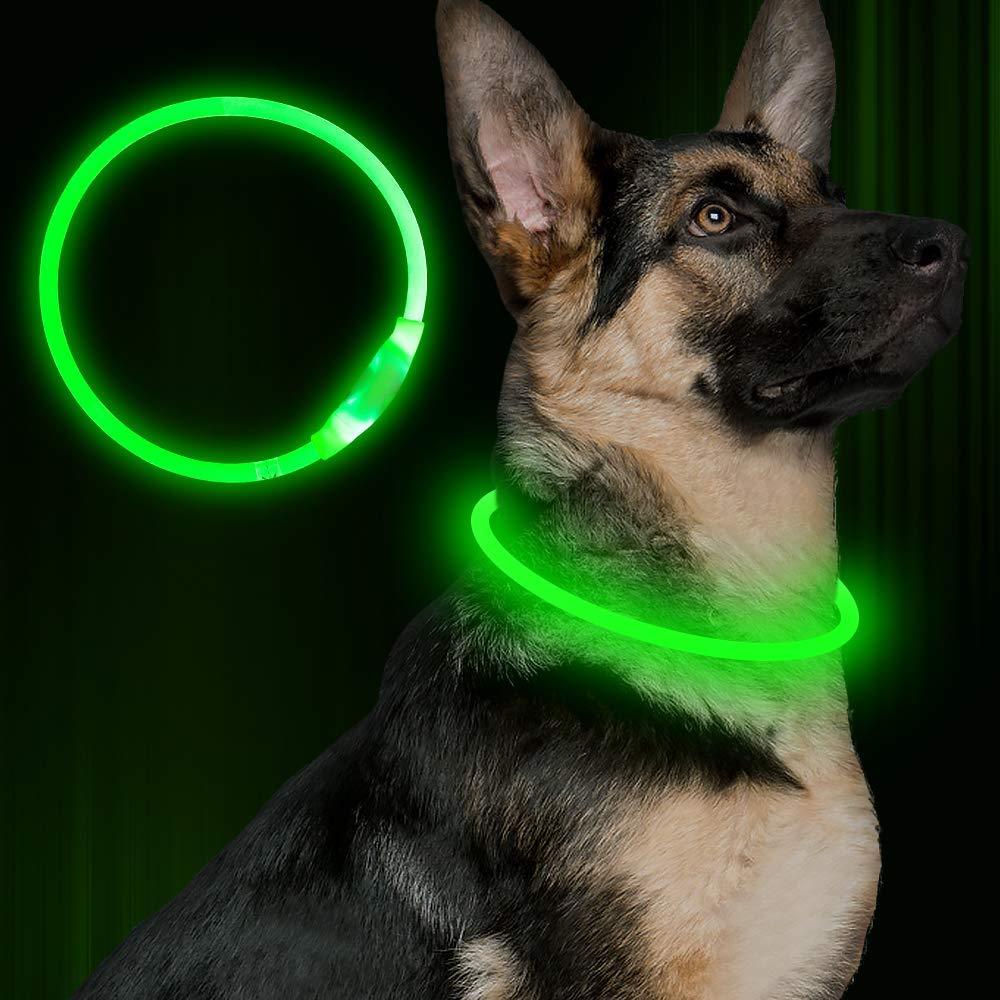 USB Rechargeable Pet Flashing Collar – Glowing Safety Necklace for Nighttime Walks, Electric Light-Up Dog Collar in Neon Colors.